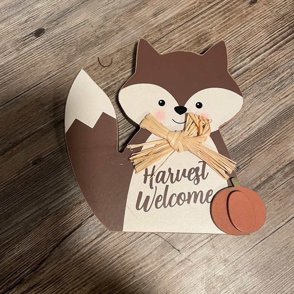 Dan Dee International Brown and Cream Fox Harvest Wooden Decor